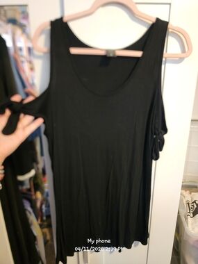 Black Sleeveless Tie-Detail Swing Tank